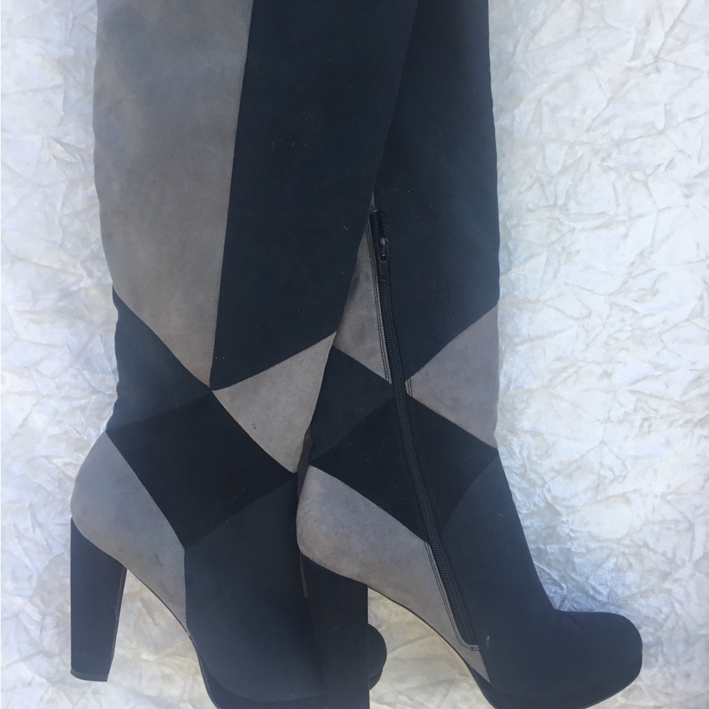 Dereon Black Gray and Navy Blue Over the Knee Boots